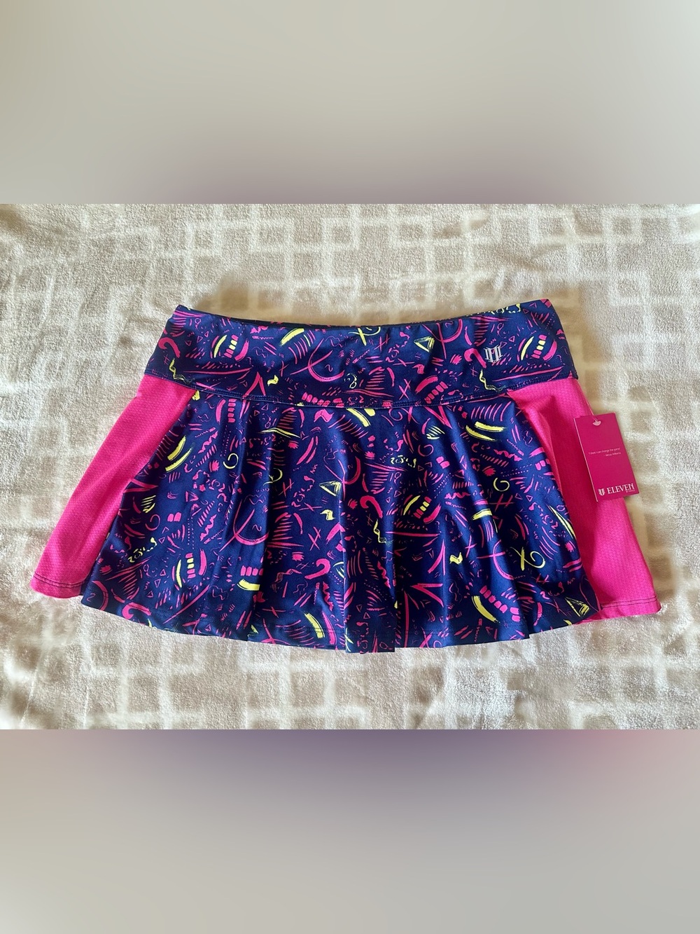 EleVen by Venus Williams Navy Skort with Pink Panels and Neon Accents